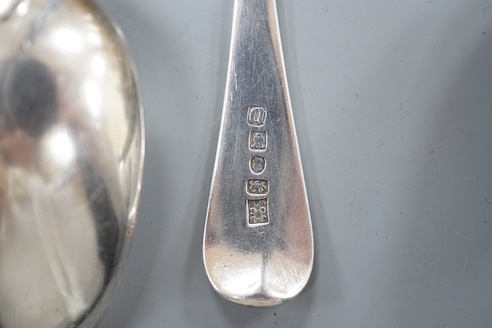 A set of six William IV provincial silver Old English pattern dessert spoons, Whitwell, Barber & North, York, 1832, 7oz.